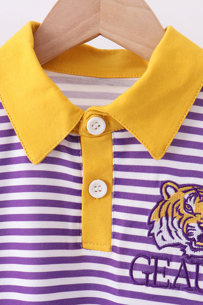 Purple LSU GEAUX applique top
