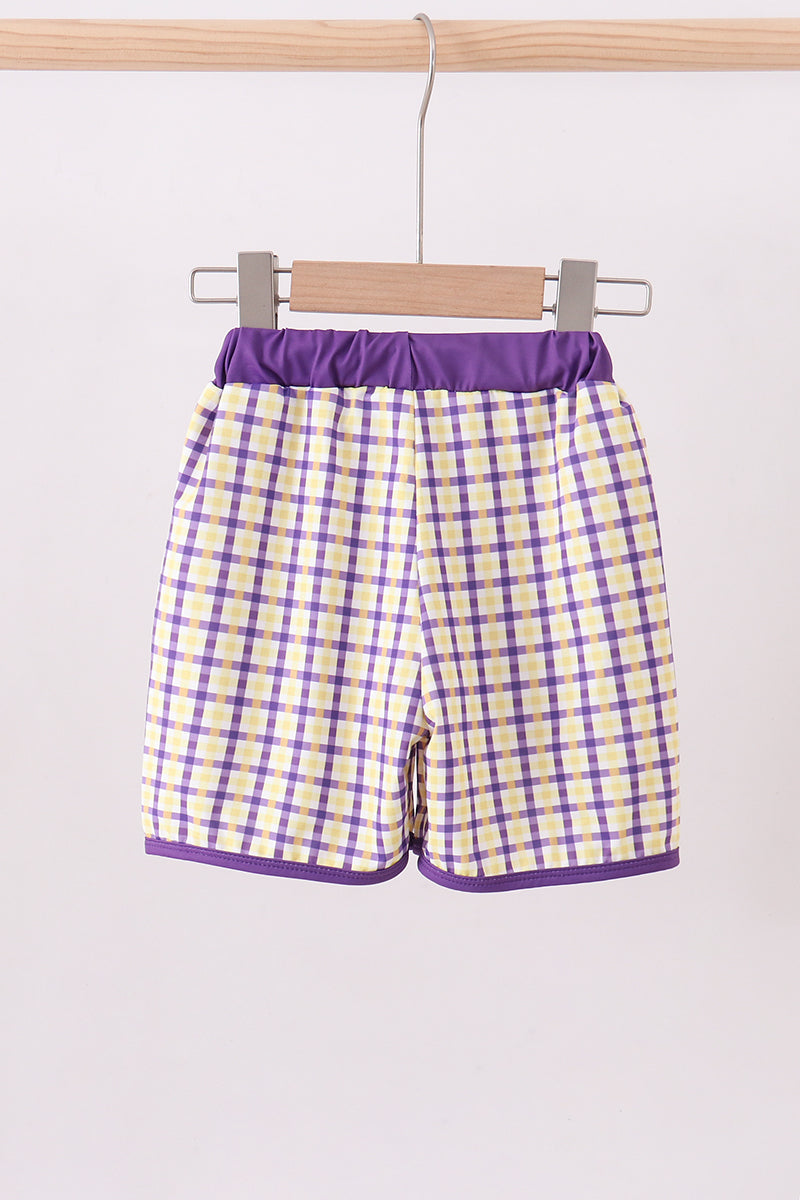 Purple LSU GEAUX embroidery trunks