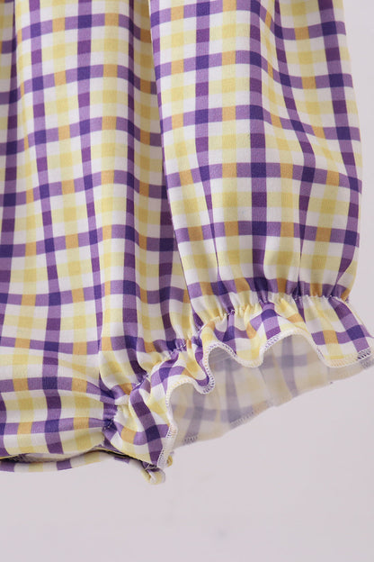 Purple LSU GEAUX smocked ruffle bubble