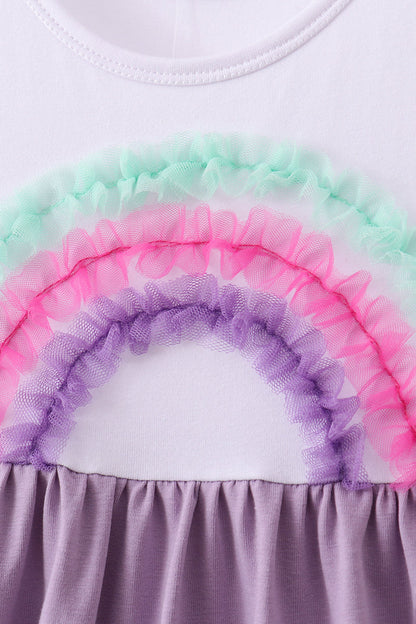 Purple lace rainbow ruffle girl's dress