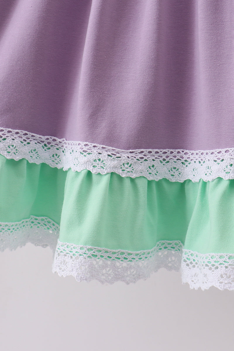 Purple lace rainbow ruffle girl's dress