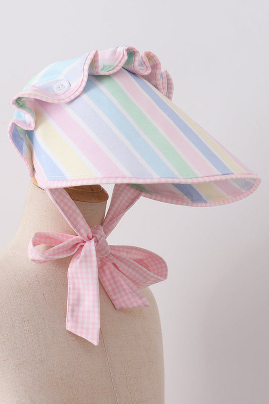 Rainbow Stripe Baby Sun Bonnet