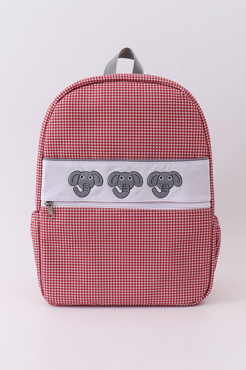 Mochila con cuadros vichy bordados en rojo Alabama