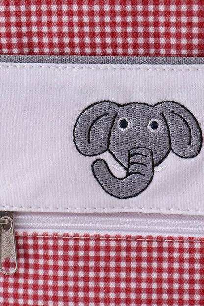 Mochila con cuadros vichy bordados en rojo Alabama