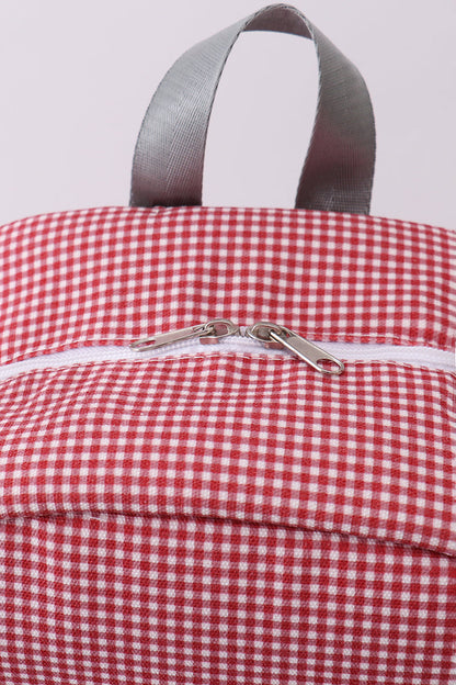 Mochila con cuadros vichy bordados en rojo Alabama