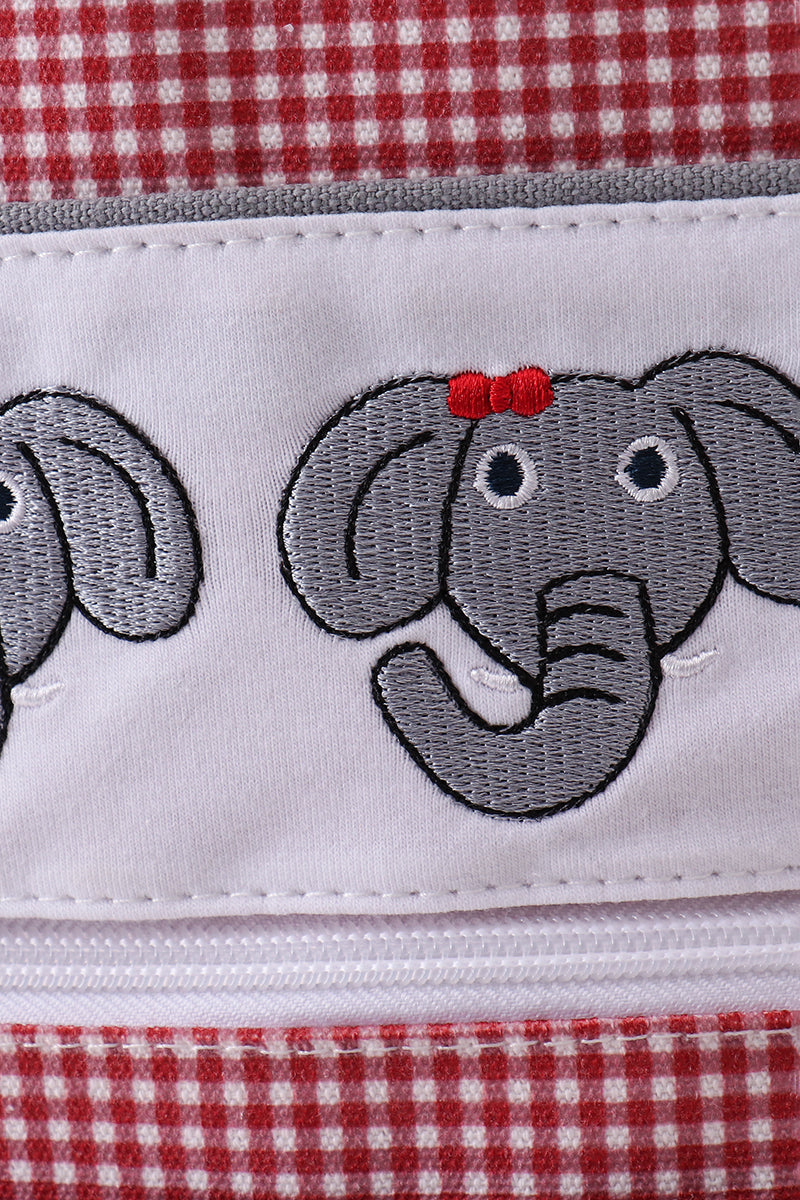 Mochila con volantes de cuadros vichy con bordado de Alabama rojo