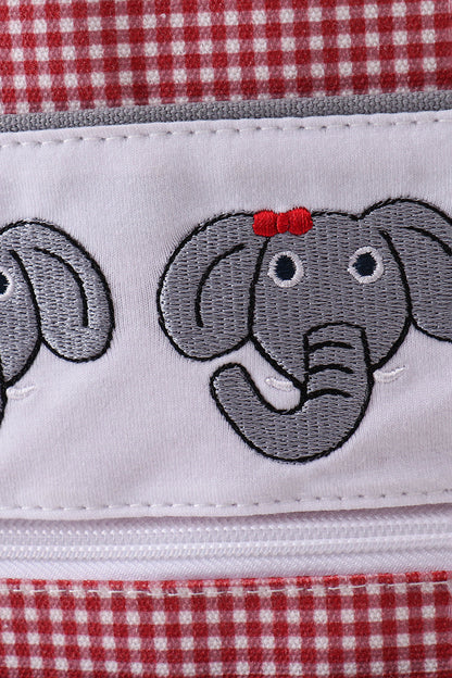 Mochila con volantes de cuadros vichy con bordado de Alabama rojo