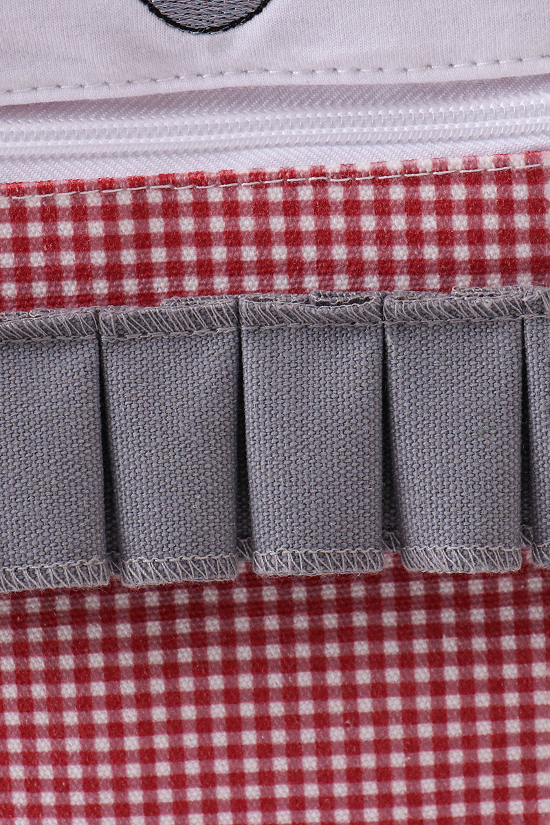 Mochila con volantes de cuadros vichy con bordado de Alabama rojo