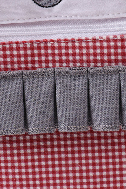 Mochila con volantes de cuadros vichy con bordado de Alabama rojo