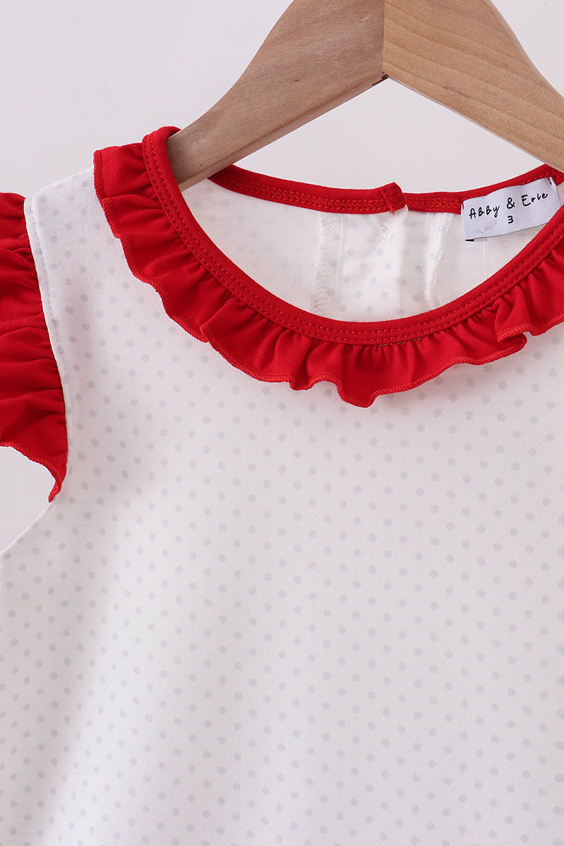 Red star applique girl ruffle dress