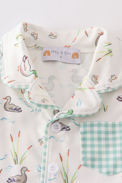 Sage duck girl pajamas set