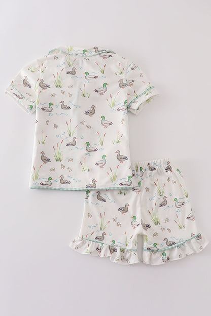 Sage duck girl pajamas set