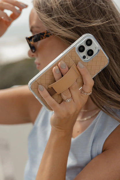 Funda para teléfono tipo billetera con tejido de arenisca