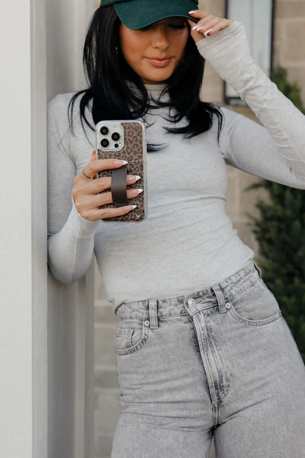 Funda para teléfono tipo cartera con estampado de leopardo de sombras 