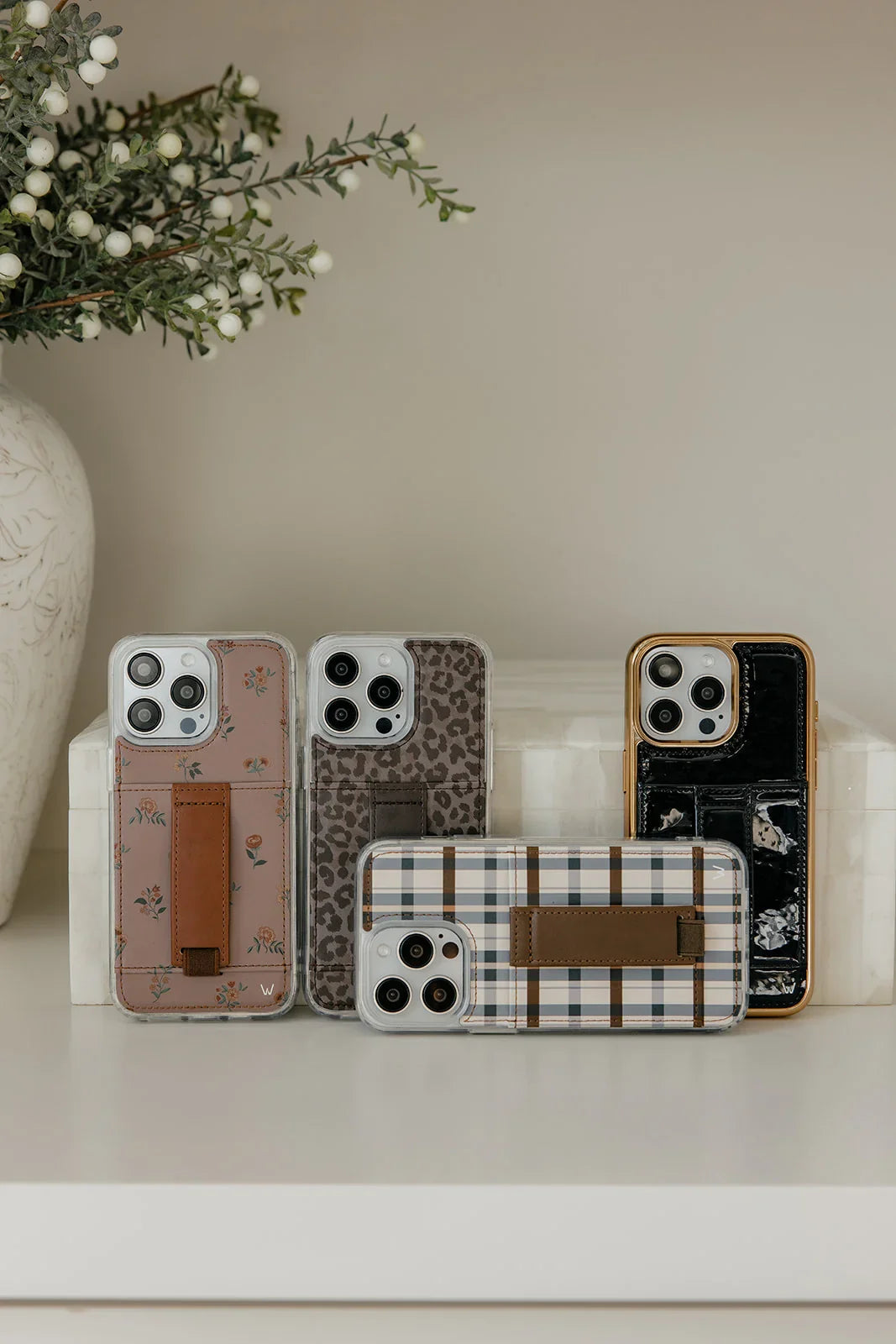 Funda para teléfono tipo cartera con estampado de leopardo de sombras 