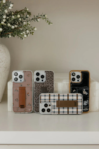 Funda para teléfono tipo cartera con estampado de leopardo de sombras 