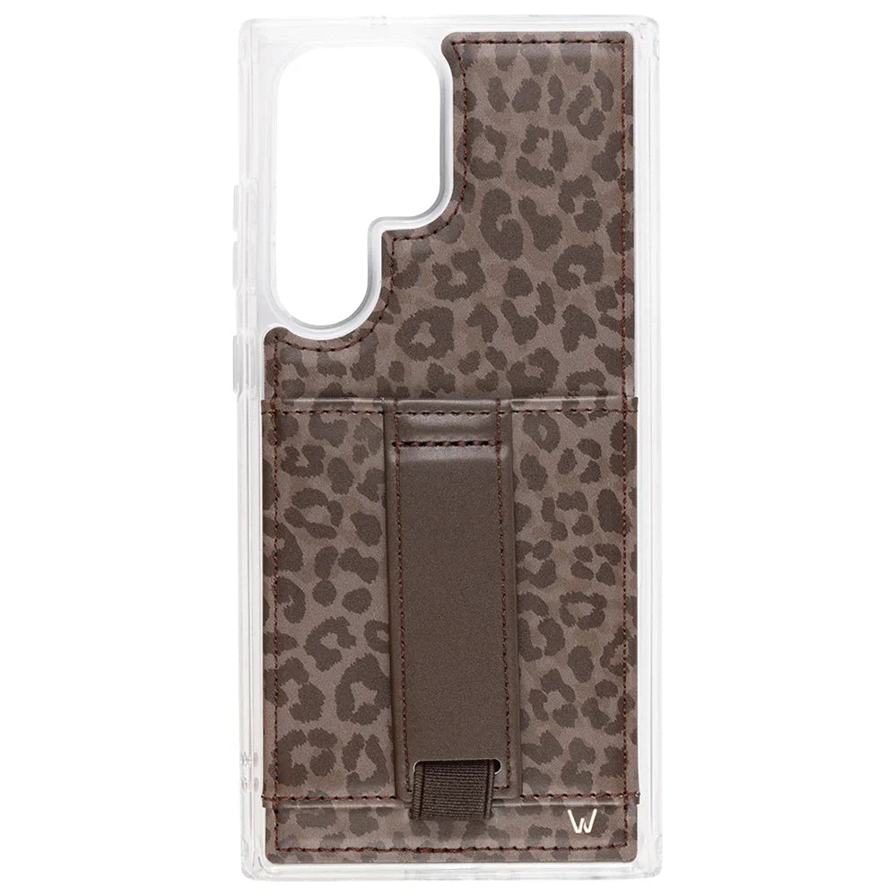 Funda para teléfono tipo cartera con estampado de leopardo de sombras 