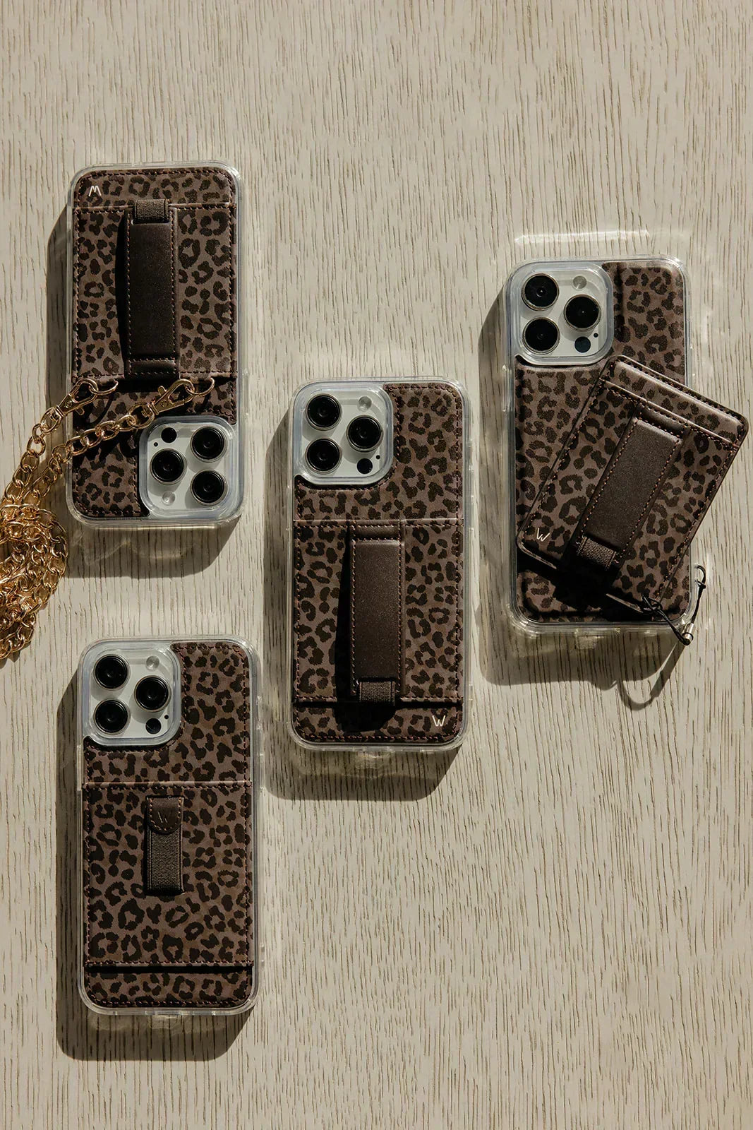 Funda para teléfono tipo cartera con estampado de leopardo de sombras 