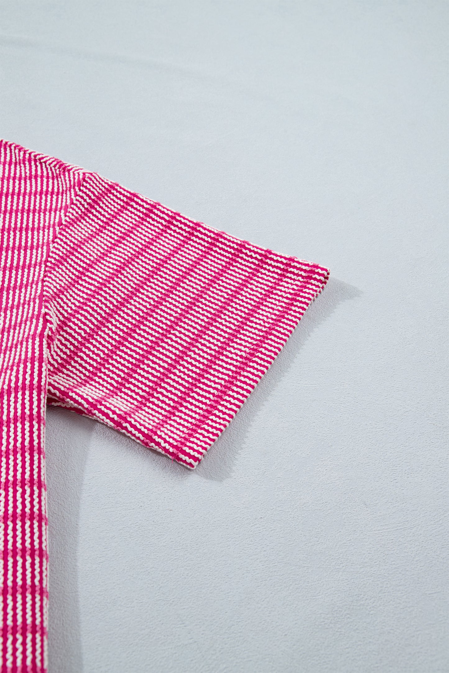 Striped Raised Rib Tee & Drawstring Shorts 2-Piece Set