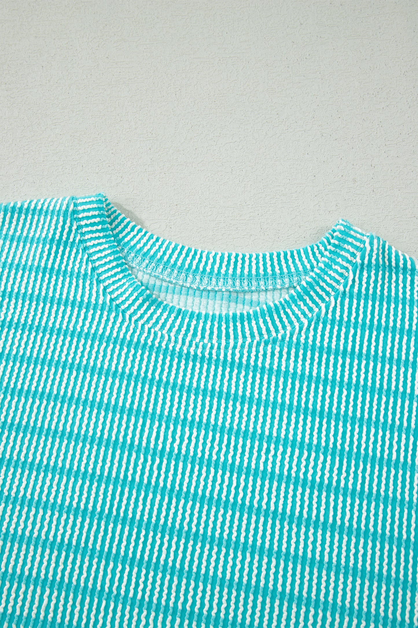 Striped Raised Rib Tee & Drawstring Shorts 2-Piece Set