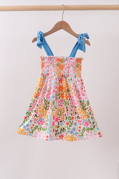 Summer Floral Print Smocked Mom & Me Dress Set