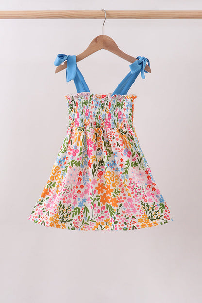 Summer Floral Print Smocked Mom & Me Dress Set