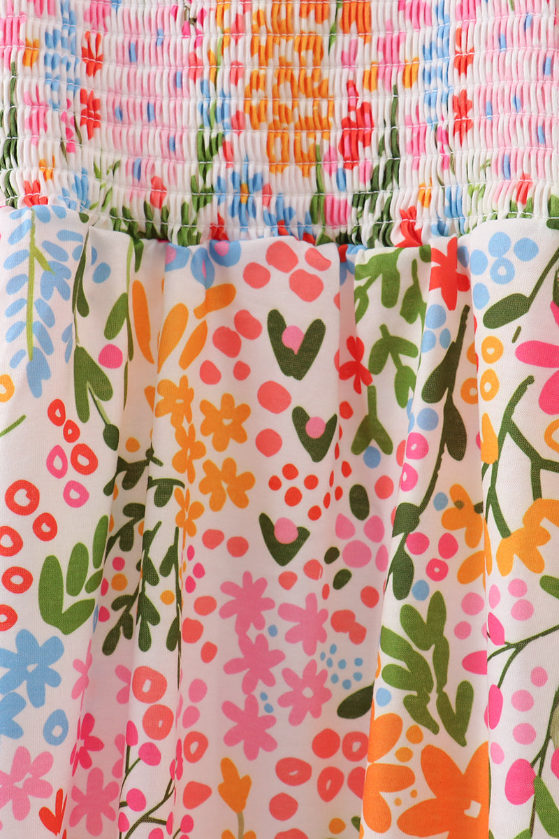 Summer Floral Print Smocked Mom & Me Dress Set