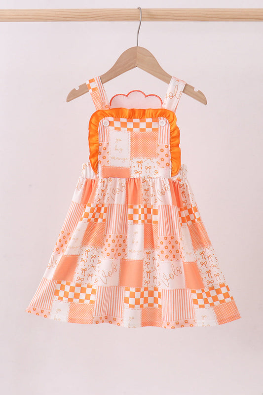 Tennessee orange girl applique patchwork ruffle dress