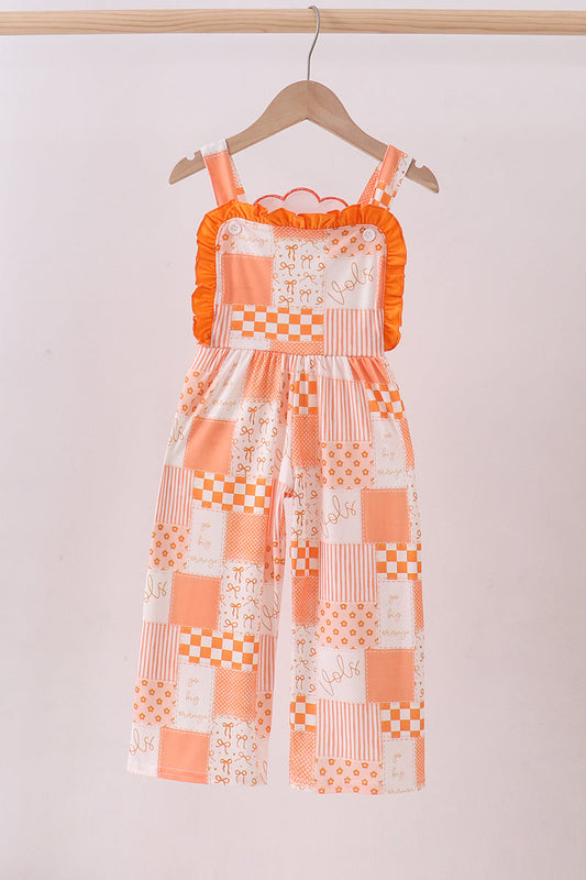 Tennessee orange girl patchwork ruffle jumpsuit