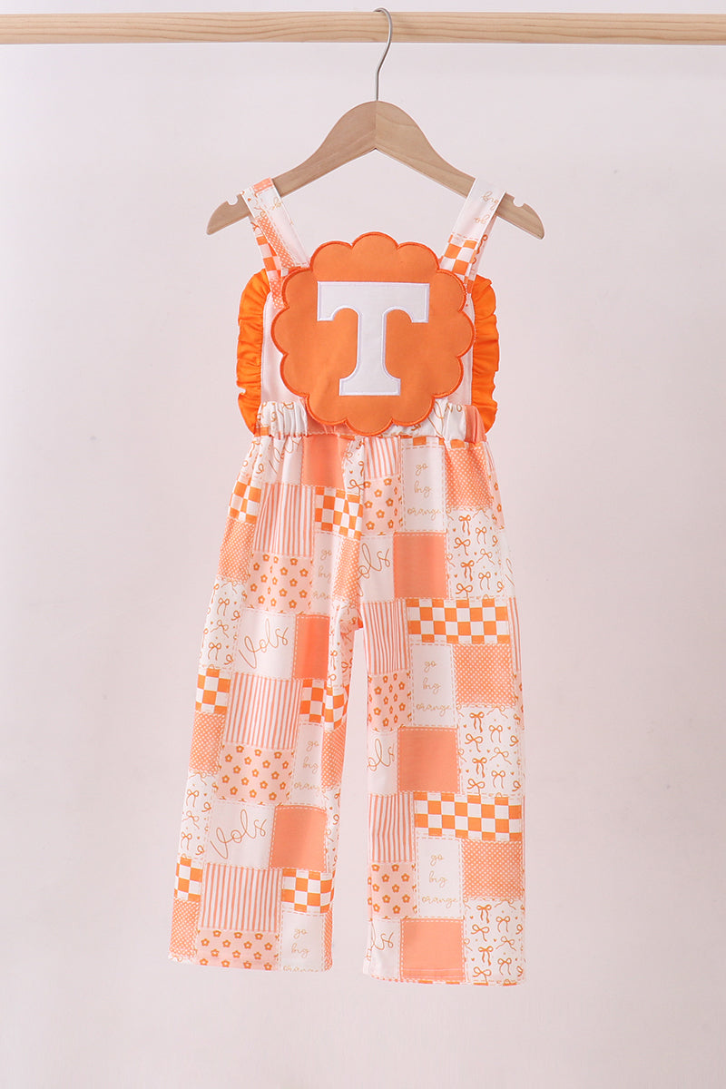 Tennessee orange girl patchwork ruffle jumpsuit