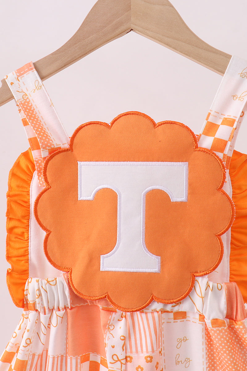 Tennessee orange girl patchwork ruffle jumpsuit