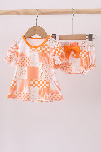 Tennessee orange patchwork girl bloomer set