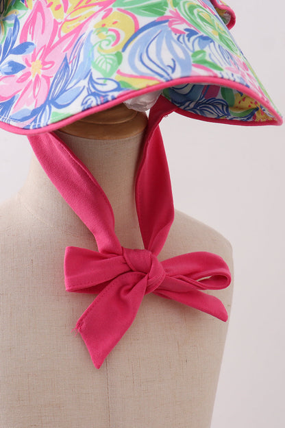 Tropical Floral Ruffle Bow Baby Bonnet