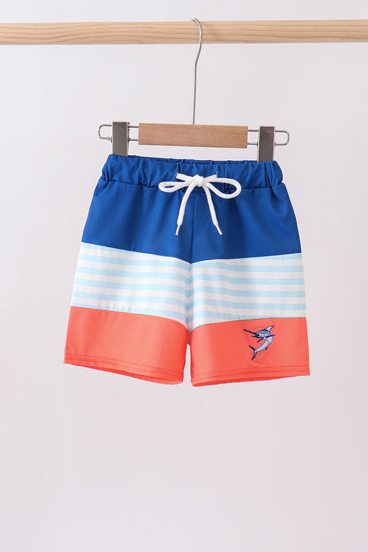 Tuna Embroidery Boys Swim Trunks