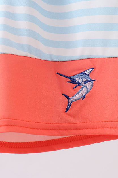 Tuna Embroidery Boys Swim Trunks