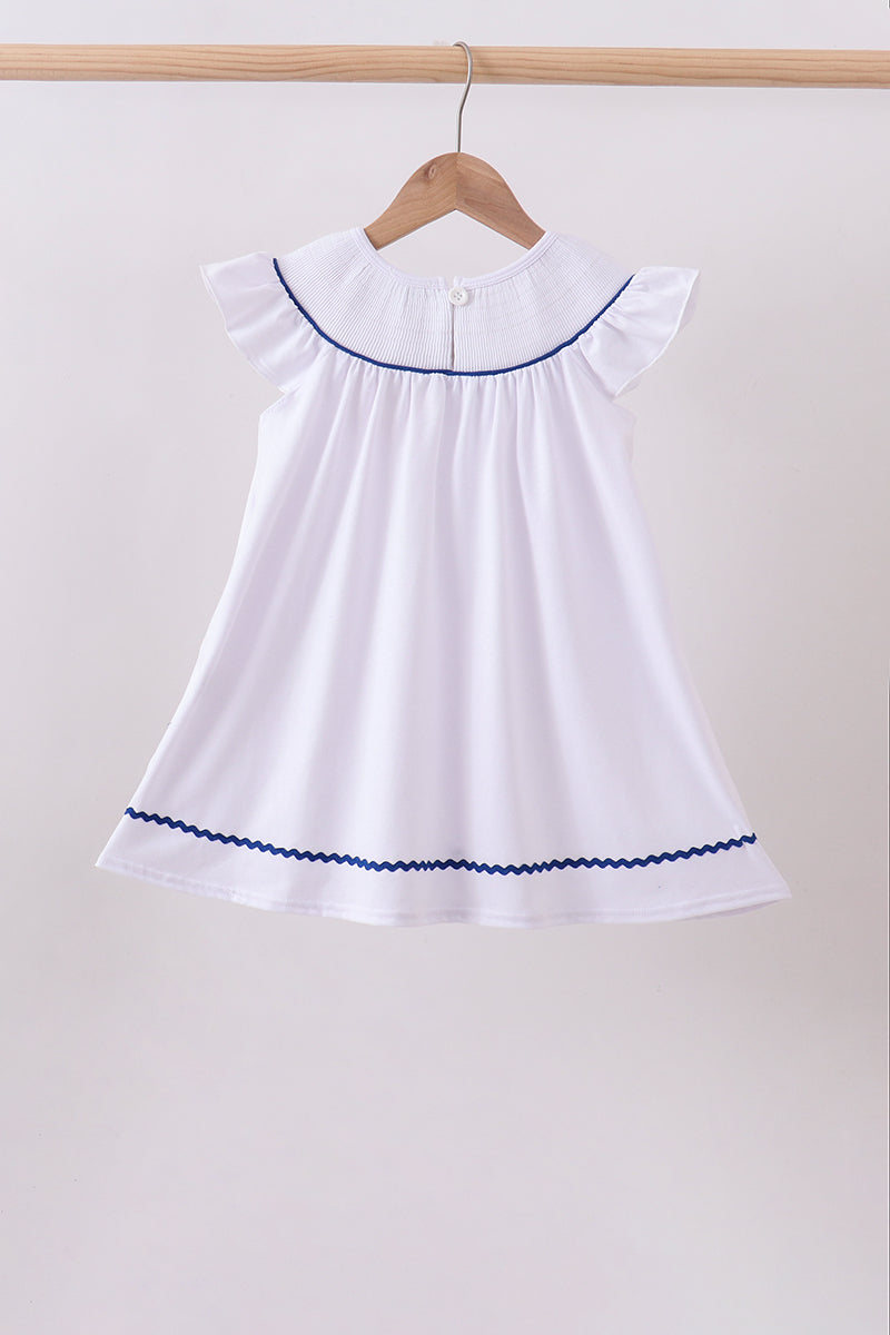 White American flag smocked girl ruffle dress