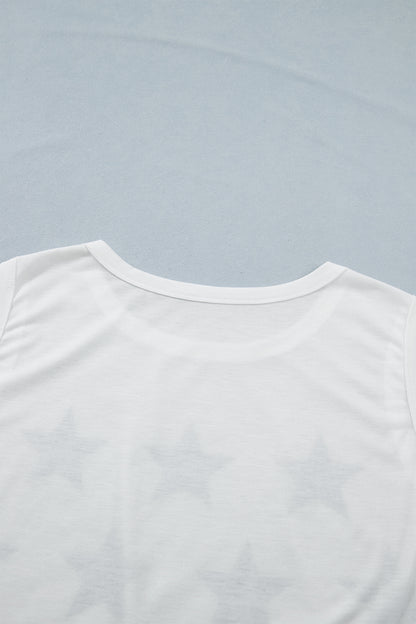 White Vintage Stars and Stripes Printed Casual Tank Top
