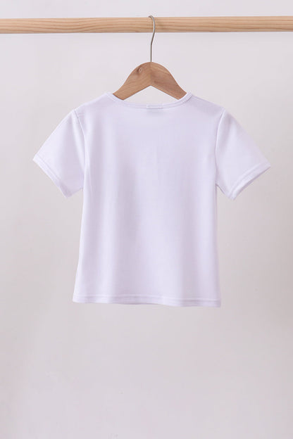 White bow patriotic sequin mom & me top