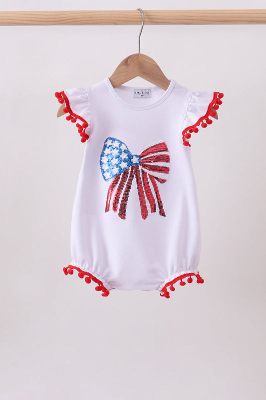 White bow sequin girl bubble