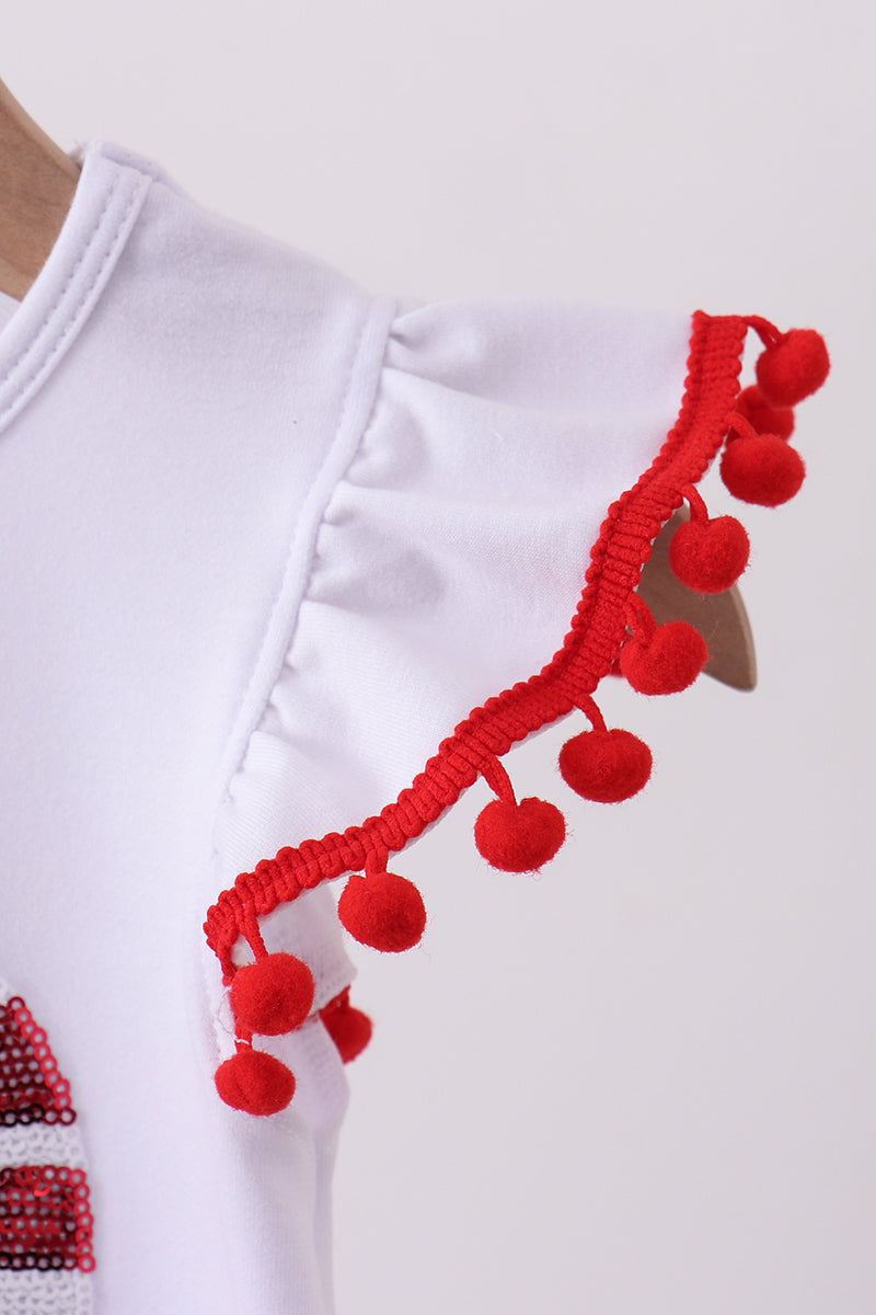 White bow sequin girl bubble