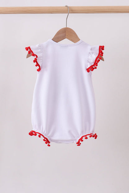 White bow sequin girl bubble