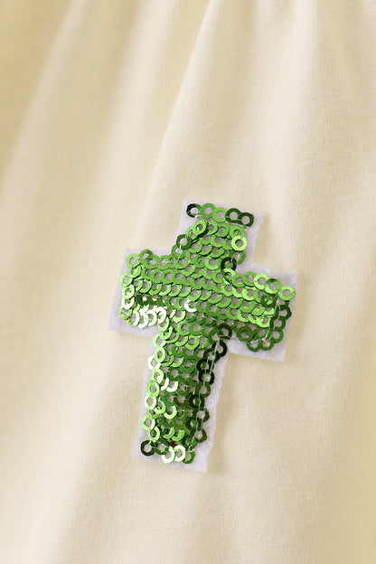 Vestido escalonado con lentejuelas cruzadas amarillas